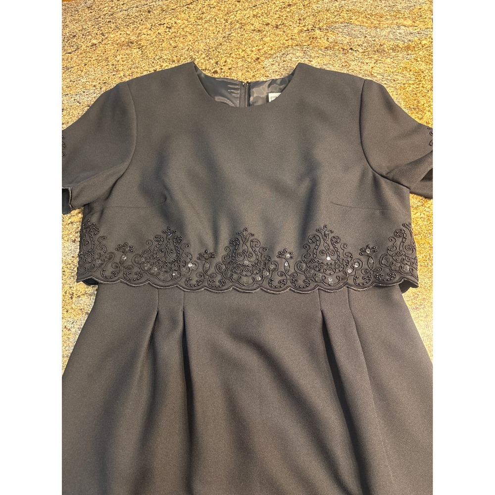 R&M Richards Karen Kwong Black Soutache Sequin Maxi Dress 14 Mother of the Bride - Picture 5 of 7